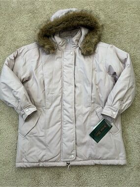 NWT Vintage British Mist Size Medium Parka Jacket Faux Fur Hood
